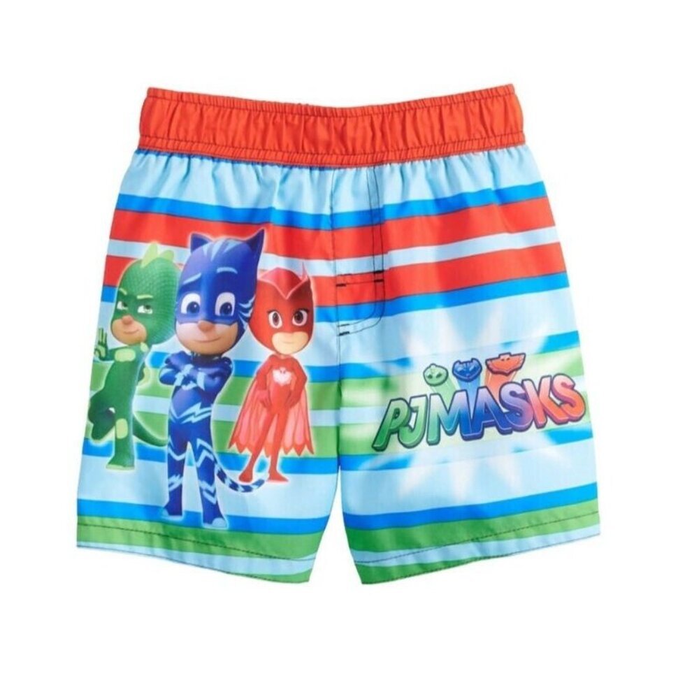 PJ Masks Boys Size 2T Graphic Striped Swim Trunks Toddler Beach Pool Summer Fun